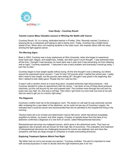 Courtney Roush Teacher Learns Many Valuable ... - IntraOp Medical