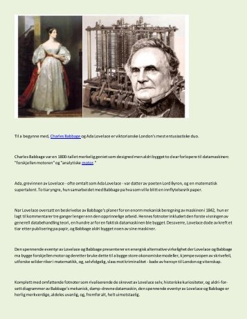 Dyman Associates Publishing Book Review - Den spennende eventyr av Lovelace og Babbage