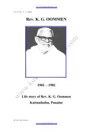 Life story of Rev. KG Oommen - Mar Thoma Sunday School, Kuwait