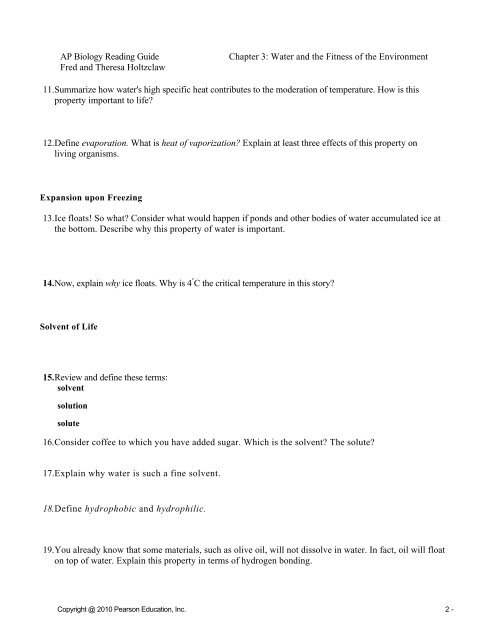 Chapter 2: The Chemical Context of Life - Copley-Fairlawn City