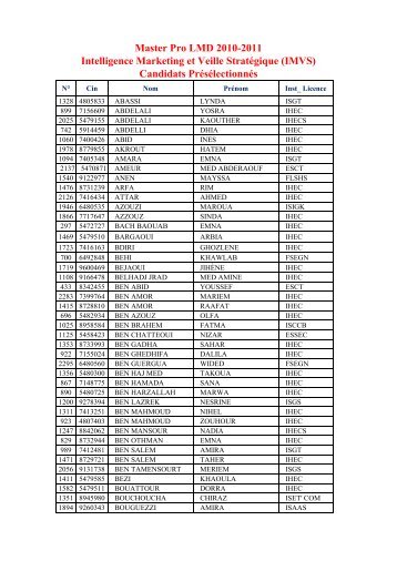 Master Pro LMD 2010-2011 Intelligence Marketing et Veille ... - IHEC