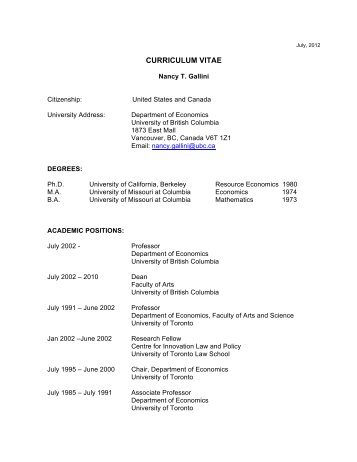 CURRICULUM VITAE - UBC Blogs - University of British Columbia