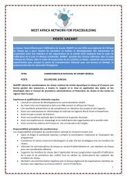 POSTE VACANT - West Africa Network for Peacebuilding