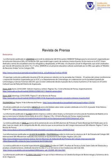 Revista de Prensa - Universidad Camilo JosÃ© Cela
