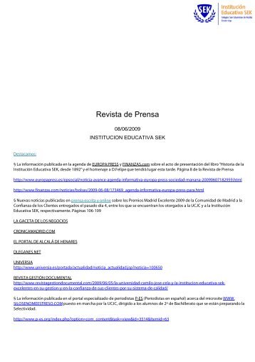 Revista de Prensa - Universidad Camilo JosÃ© Cela