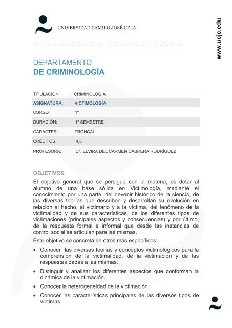 VictimologÃ­a - Universidad Camilo JosÃ© Cela