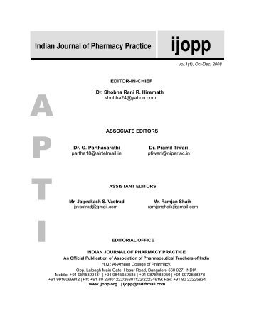 ijopp Oct-Dec 2008 - Indian Journal of Pharmacy Practice