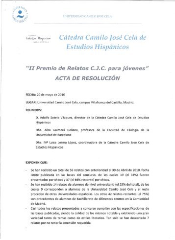 Acta del II Premio de Relatos CJC para JÃ³venes - Universidad ...