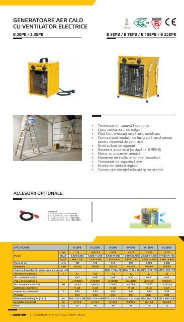 Catalog generatoare aer cald portabile MASTER