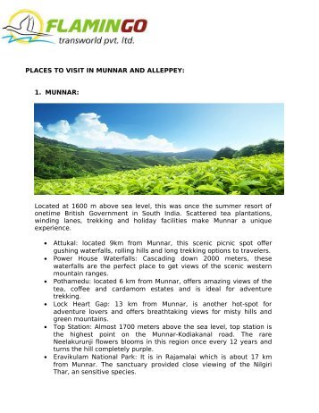 Places to visit in munnar and alleppey