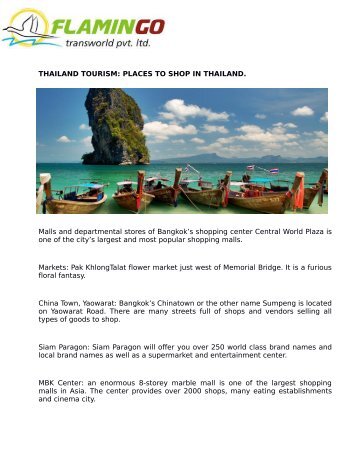 Thailand tourism shoppping places