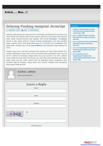 Selayang Pandang mengenai Javascript « Article ... - Blog Bina Darma