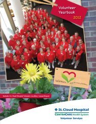 Volunteer Yearbook 2012 (PDF) - CentraCare Health System
