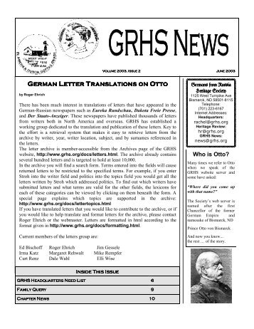 June 2003 GRHS News.pub - GRHS Home Page