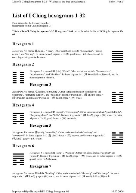 Hexagram (I Ching) - Wikipedia
