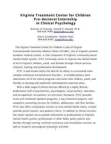 Virginia Treatment Center for Children Pre-doctoral Internship in ...