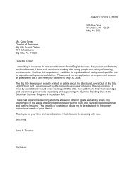 Sample Cover Letter - Student Affairs