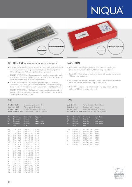 Katalog Metall (PDF) - Niqua GmbH