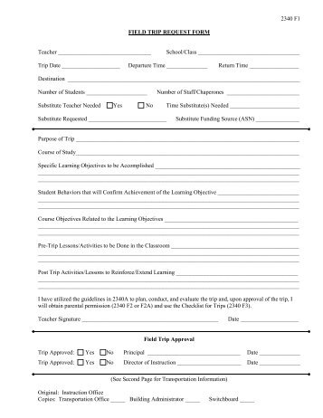 Field Trip Request Form - Swartz Creek Community Schools