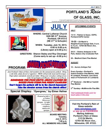 July 2013 Newsletter - Rain of Glass