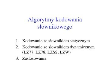 Algorytmy kodowania sÅ‚ownikowego - MARS