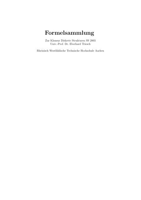 Formelsammlung