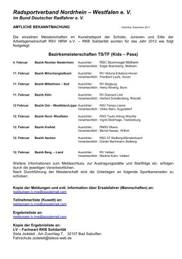 Meisterschaften im Kunstradsport 2012 in NRW - BDR Bund ...