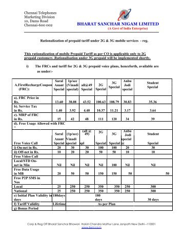 BHARAT SANCHAR NIGAM LIMITED - Chennai Telephones - BSNL