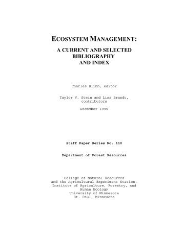 Ecosystem Management: A Current and Selected Bibliography and ...