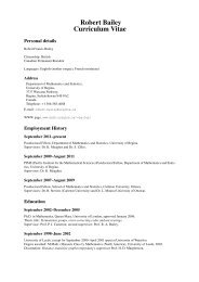 Robert Bailey Curriculum Vitae - University of Regina