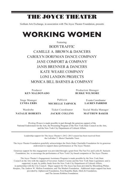 WORKING WOMEN - Joyce Theater