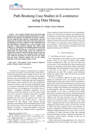 Path Breaking Case Studies in E-commerce using Data Mining