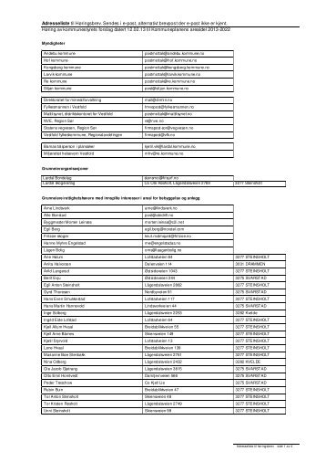 Adresseliste til HÃ¸ringsbrev. Sendes i e-post ... - Lardal kommune