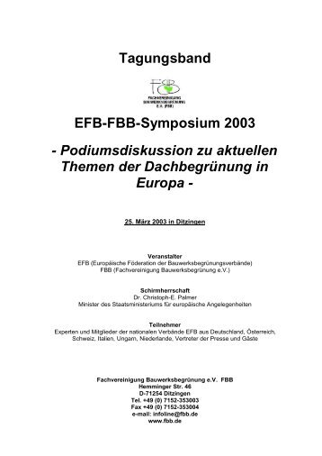 Tagungsband EFB-FBB-Symposium 2003 - Fachvereinigung ...