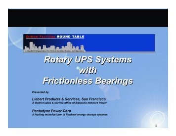 Rotary UPS Systems with Frictionless Bearings - Critical Facilities ...