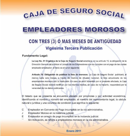 Morosos Seguro Social.qxd - Caja del Seguro Social
