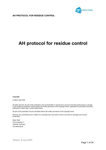 AH protocol for residue control - Control Union
