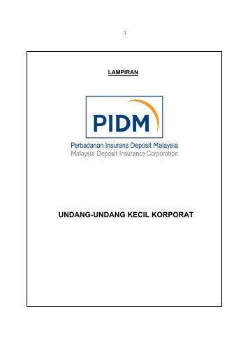 UNDANG-UNDANG KECIL KORPORAT - PIDM