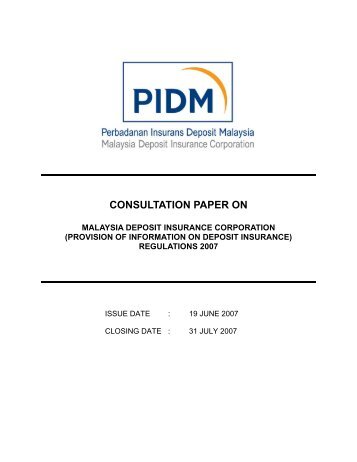 PERBADANAN INSURANS DEPOSIT MALAYSIA - PIDM