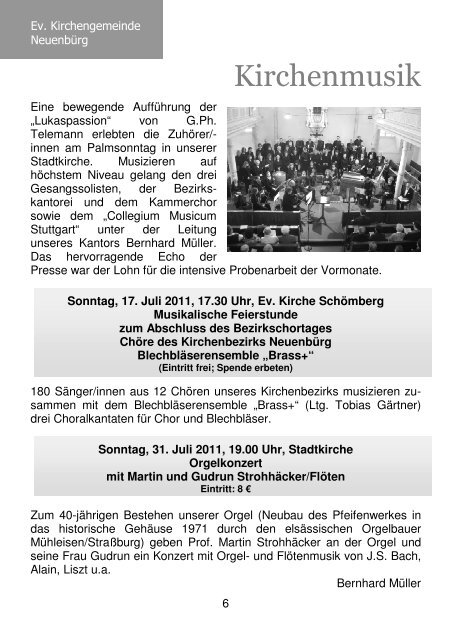 Unser Gemeindebrief Juli - September 2011 - Evangelische ...