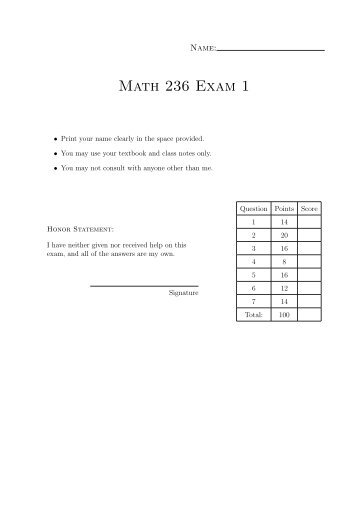Math 236 Exam 1