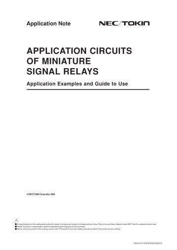 APPLICATION CIRCUITS OF MINIATURE SIGNAL RELAYS ...