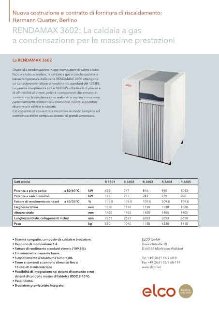 RENDAMAX 3602: La caldaia a gas a ... - Elco Ecoflam