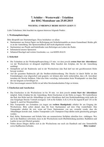 7. Schüler – Westerwald – Triathlon der RSG Montabaur am 25.05.2015