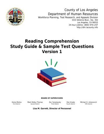 Reading Comprehension Study Guide & Sample Test ... - La.ca.us