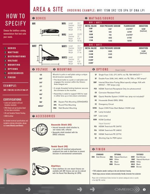 Technical Specifications - Lithonia Lighting