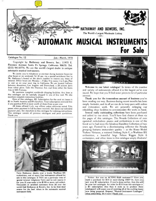 lUTOMATIC MUSICAL INSTRUMENTS - Please support publication ...