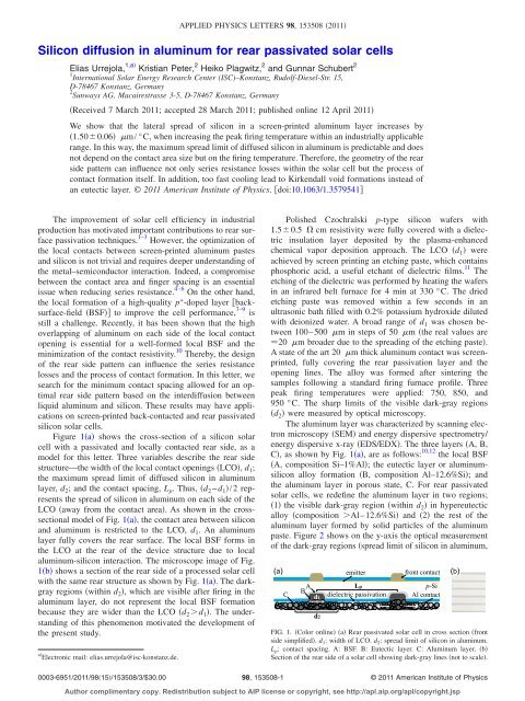 Silicon diffusion in aluminum for rear passivated ... - ISC Konstanz