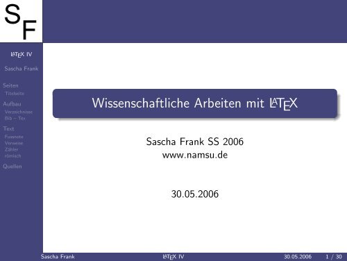 LaTeX Kurs wissenschaftliche Arbeit als PDF Datei (ca. 240 kB)