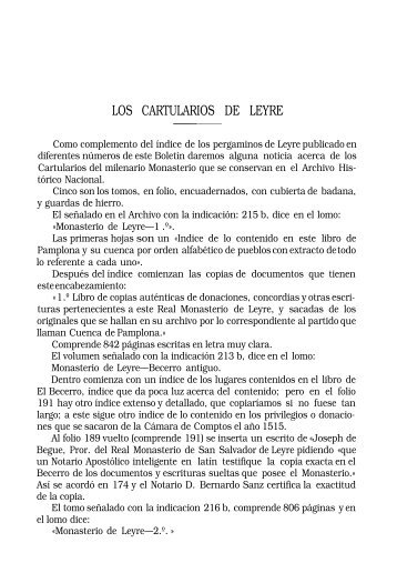 LOS CARTULARIOS DE LEYRE